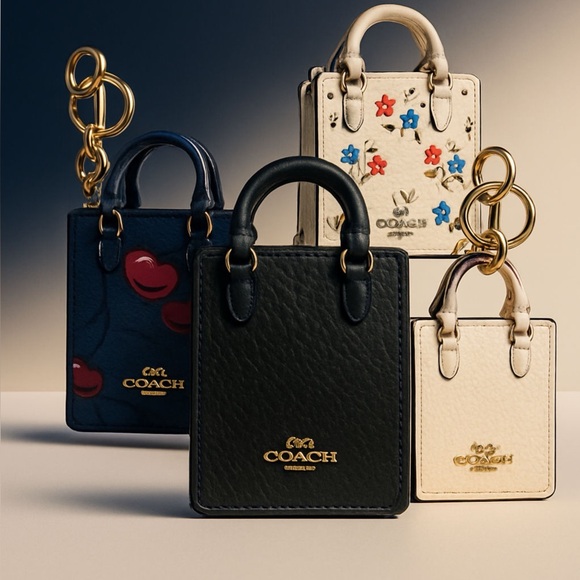 Coach Black Leather Mini Tote Keychain - Picture 1 of 6